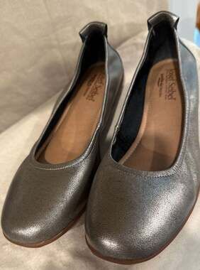 Josef Seibel Fenja 01 Metallic Silver Leather Ballet Flats Size 38